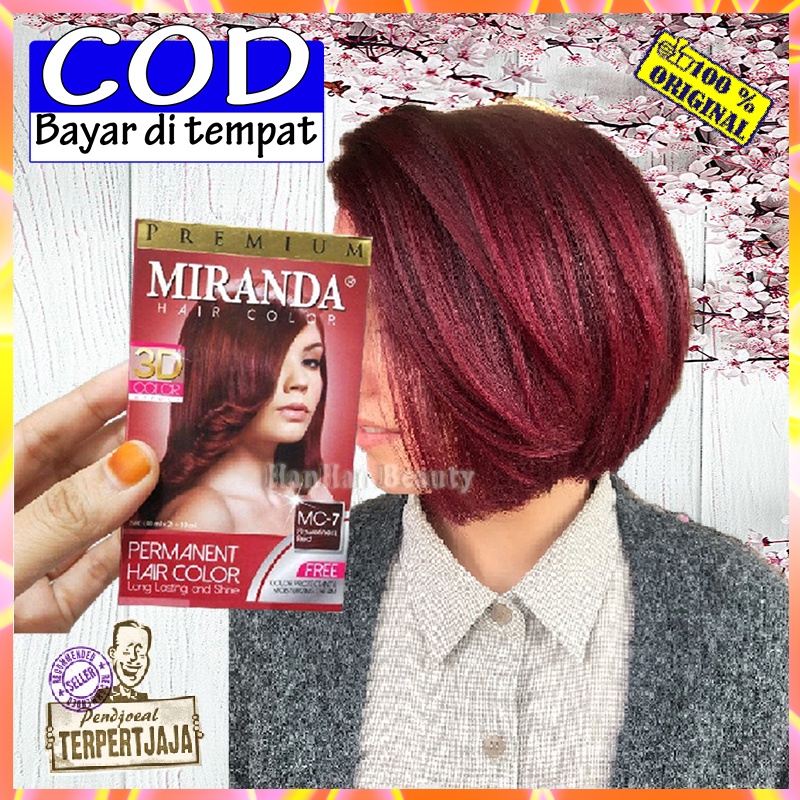 Miranda Hair Color MC-7 Floweriness Red Pewarna Rambut Permanen Aman Original Pewarna Rambut Cerah C