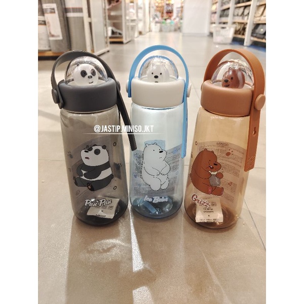 MINISO 🆕 Botol Minum Plastik We Bare Bears Collection Panda / Grizzly / Ice Bear (600ml)