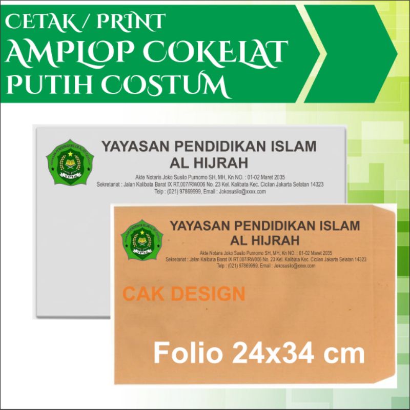

Amplop Cokelat / Putih Folio /Surat Gaji / Kop Surat / Envelope / Kabinet / Super / Folio / A3 Costum Custom warna bebas untuk packaging olshop baju Non Lem