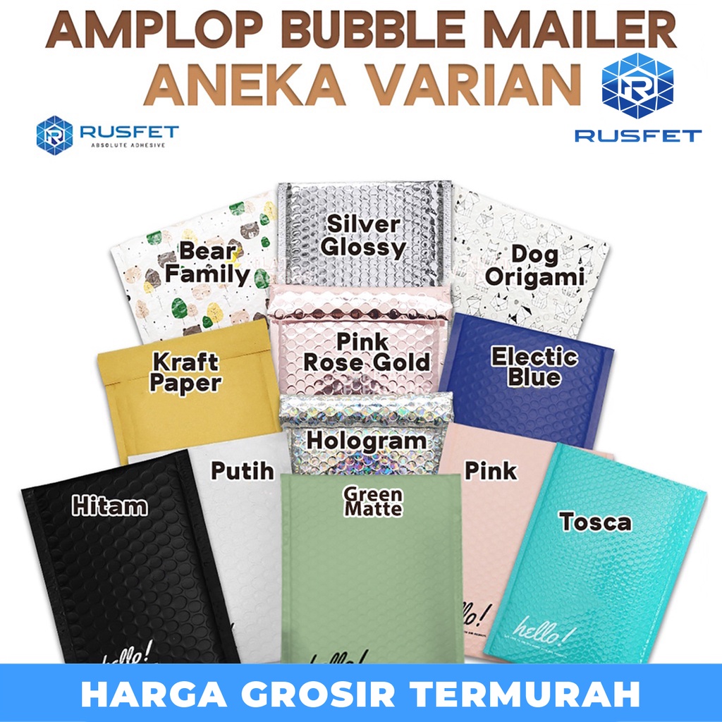 

AMPLOP BUBBLE MURAH | BUBBLE MAILER | POLYBUBBLE PACKING OLSHOP RUSFET VARIAN POLOS ANEKA WARNA