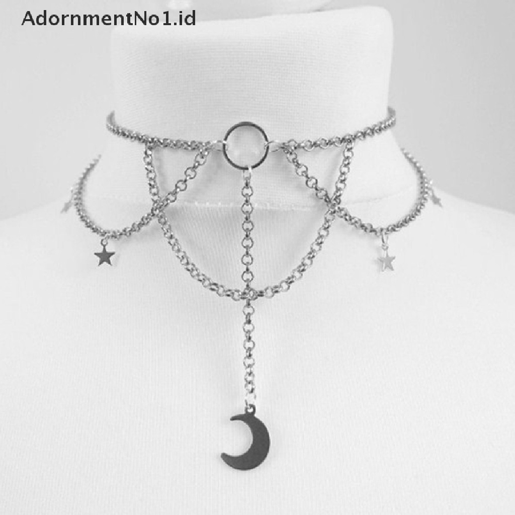 [AdornmentNo1] Gothic Beludru Hitam Kalung Untuk Wanita Fashion Bulan Pagan Perhiasan Gothic Salib Kelelawar Spider Penyihir Perhiasan Wanita Choker [ID]