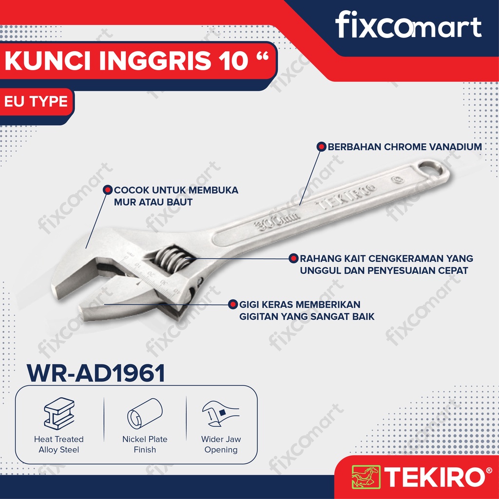 TEKIRO Kunci Inggris 8&quot; - 10&quot; TIPE 'EU