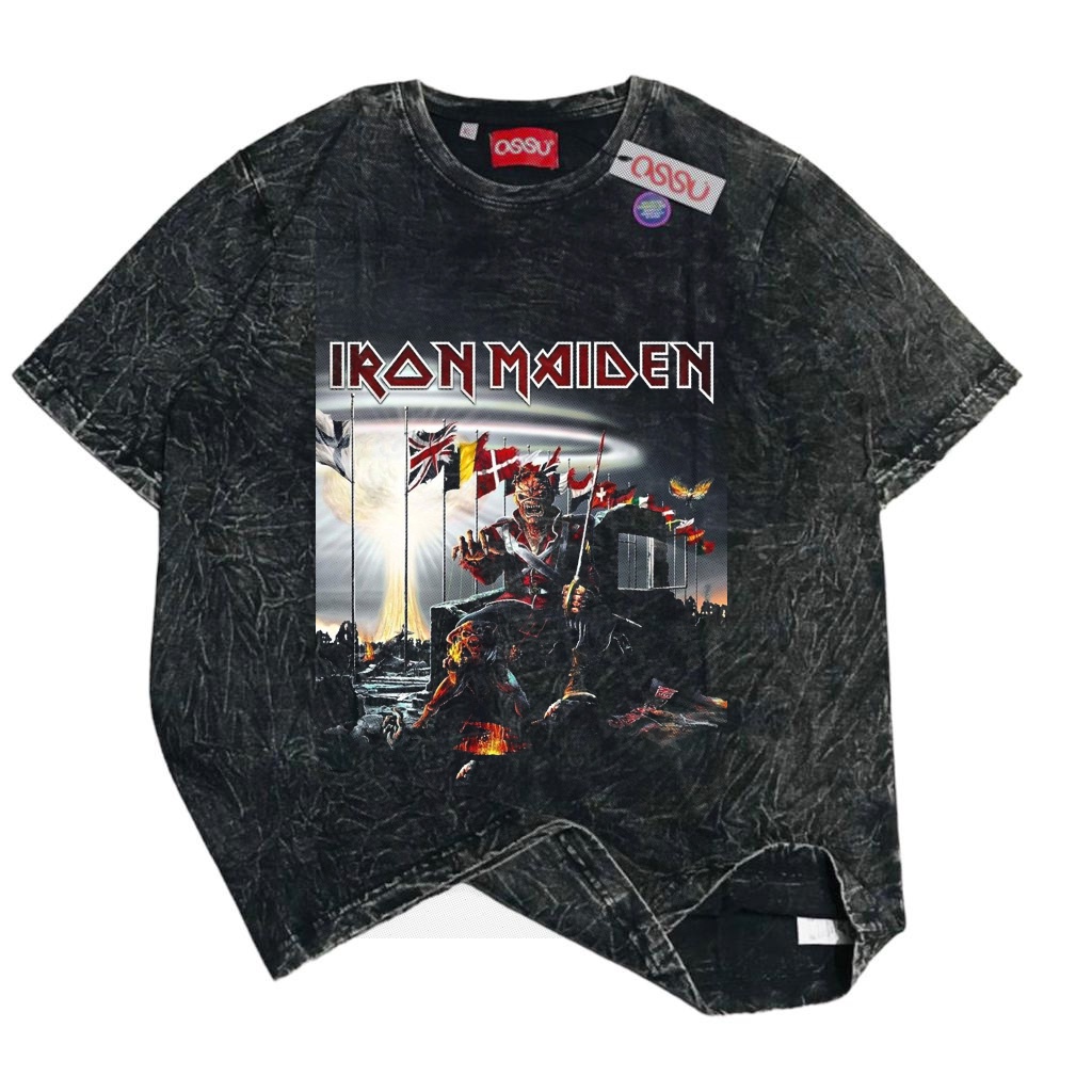 HAPI BASIC "IRON MAIDEN - DEVILS" T-Shirt | Regular T-shirt | Stone Wash Washing Washed  | Kaos Band