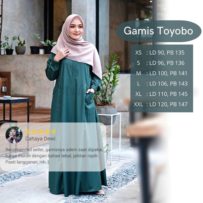 Gamis Terbaru 2023 Lebaran Wanita Dress Mikaila Toyobo Hijau Botol (Bahan 100% Premium)