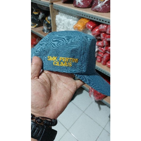 Topi sekolah custom bordir (PAKAI LOGO LOKASI SEKOLAH)