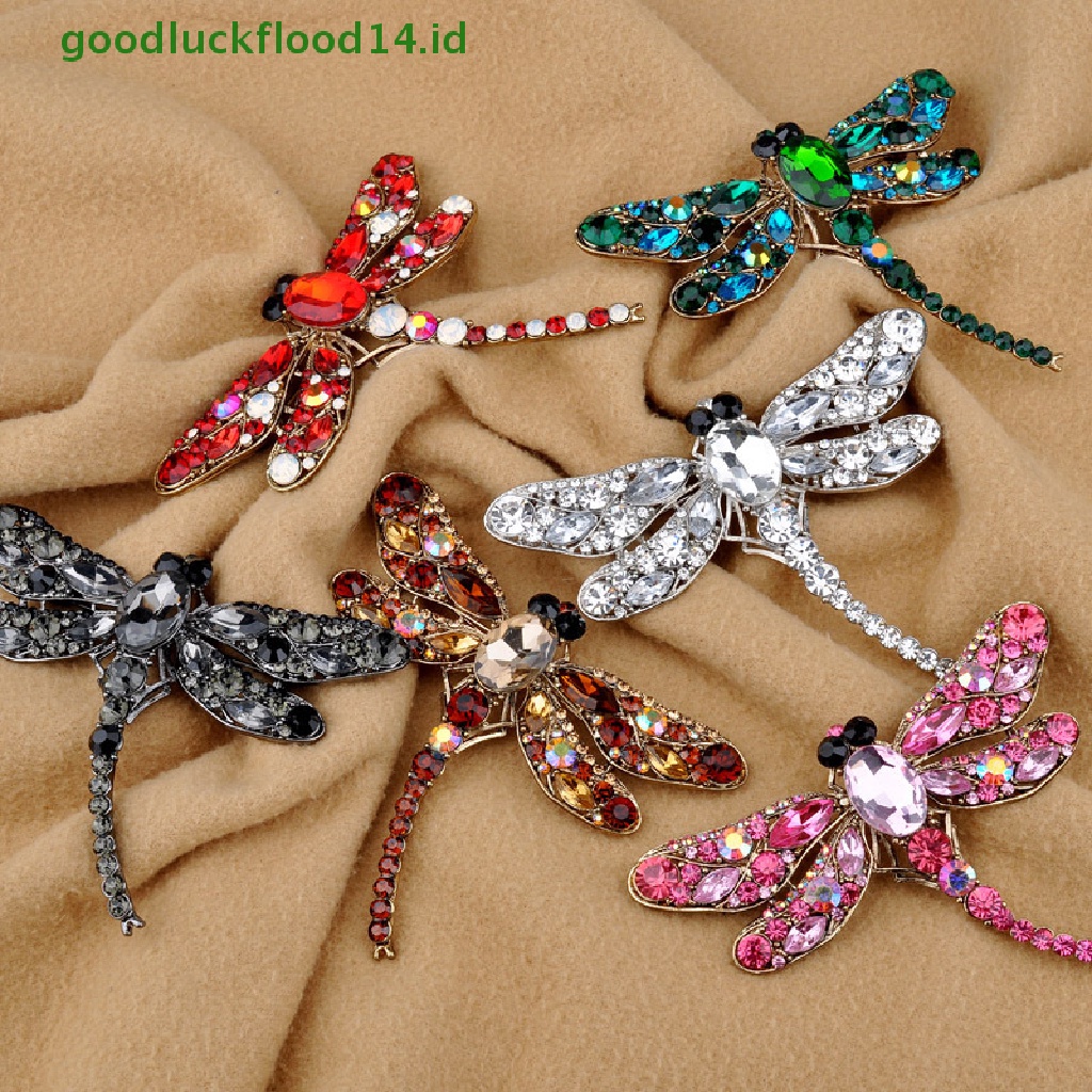 [GOOGFOUR] Fashion Perhiasan Bros Vintage Capung Kristal Berlian Imitasi Syal Pin Bros [TOP]