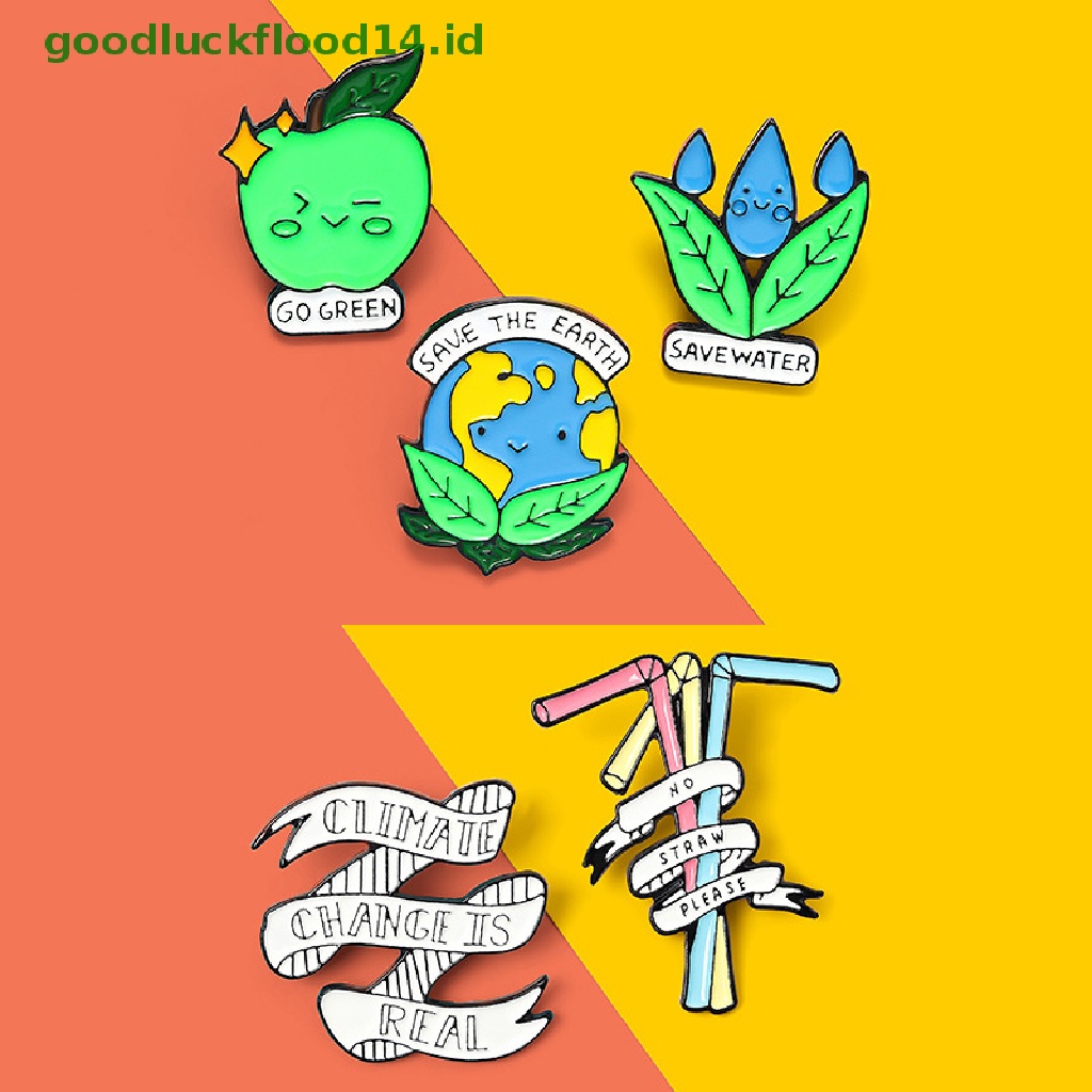 [GOOGFOUR] Save the Earth Enamel Protect Environment Bros Tas Pakaian Kerah Pin Lencana [TOP]