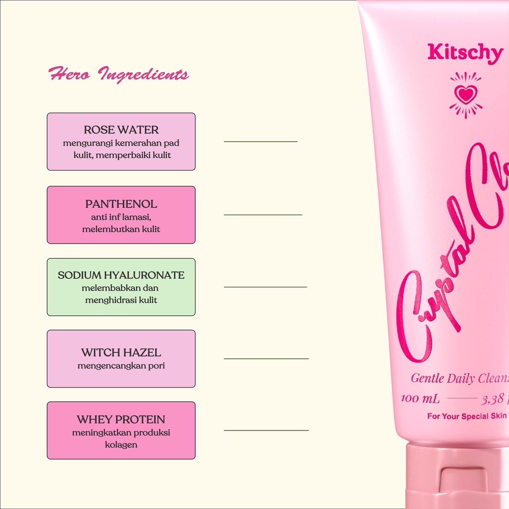 ❤ MEMEY ❤ KITSCHY Crystal Clear Gentle Daily Cleanser 100ml