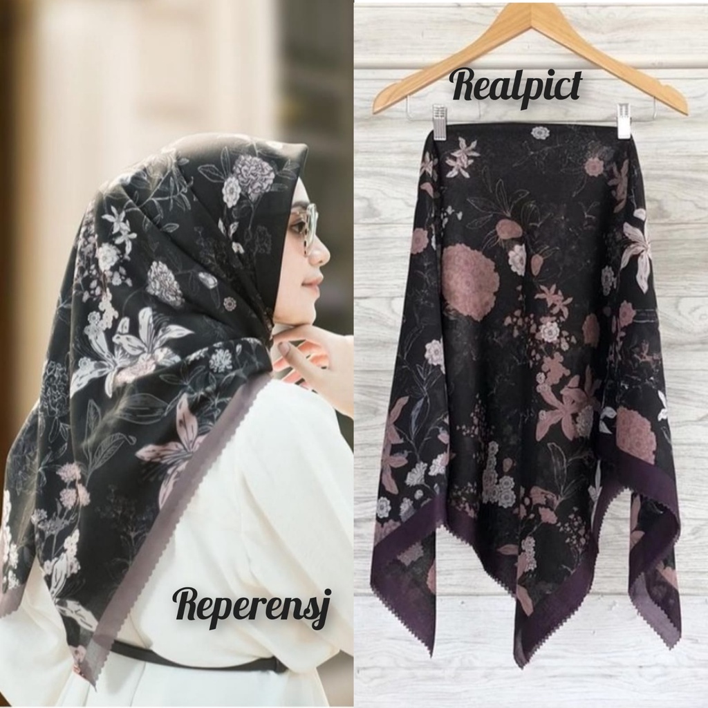 Hijab Segiempat Katun Motif Denay Vanila Kerudung Segi Empat Voal Motif Mewah Terbaru