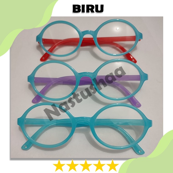 Kacamata Anak Anti Radiasi Bingkai Oval Warna Gagang Random Kacamata Kids Blueray Untuk Laki-Laki dan Perempuan Unisex NOCASE