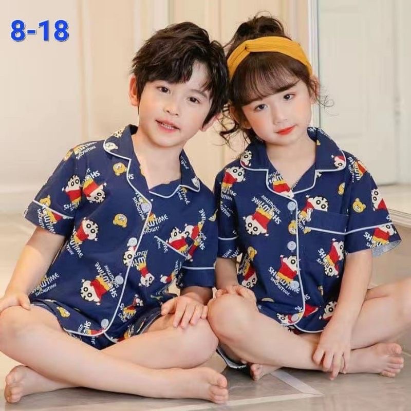 BAJU TIDUR ANAK KATUN IMPORT SETELAN UMUR 3-13 TAHUN PIYAMA IMPORT C14-A