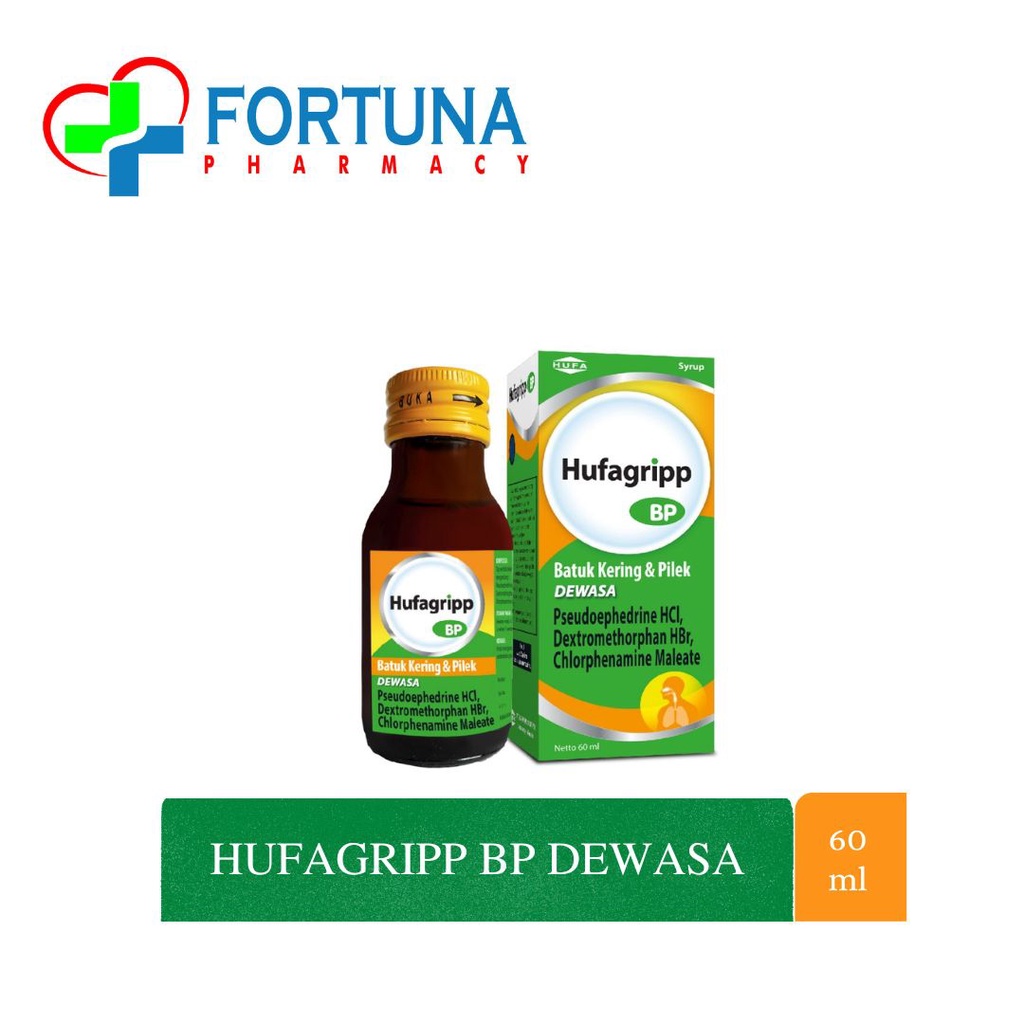 Hufagrip BP Dewasa/ Hufagripp BP Untuk Batuk dan Pilek Dewasa - 1 Botol @60ml