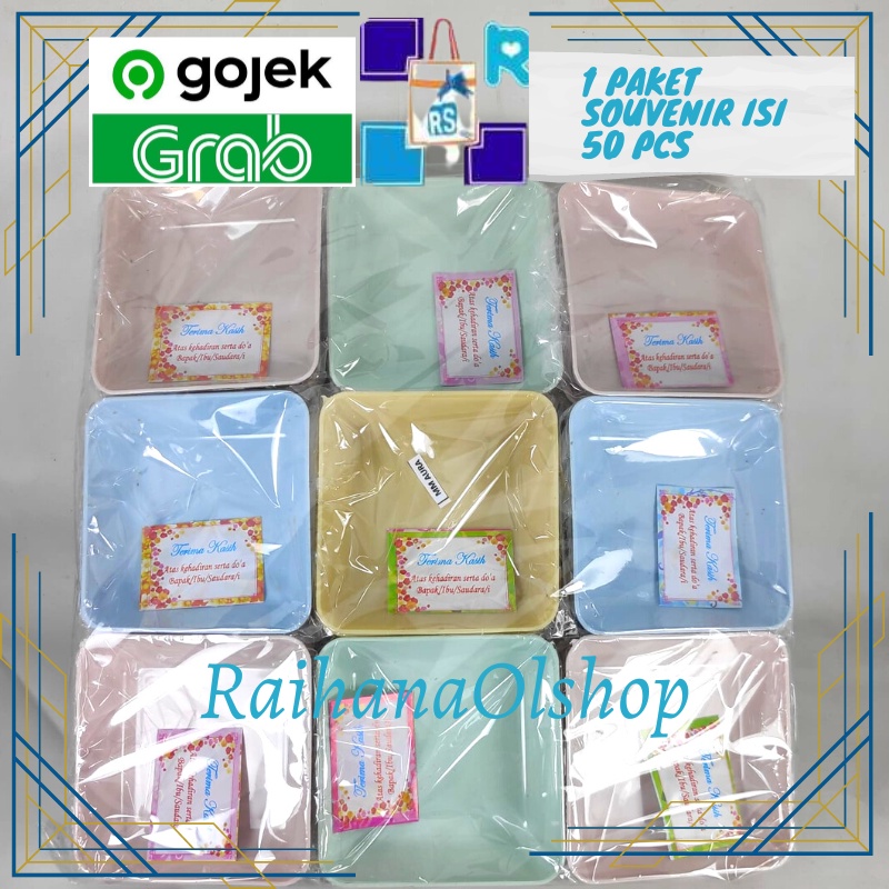 Souvenir pernikahan khitanan Mangkok Kotak kemasan plastik warna soft souvenir