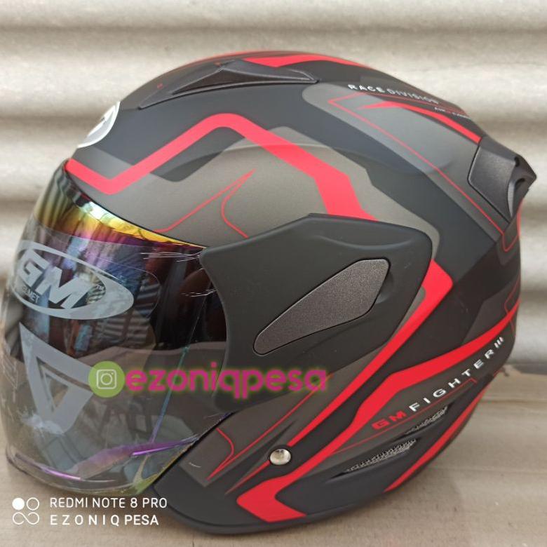 M6SWK7167 Helm GM FIGHTER MOTIF GV2 BLACK RED DOFF