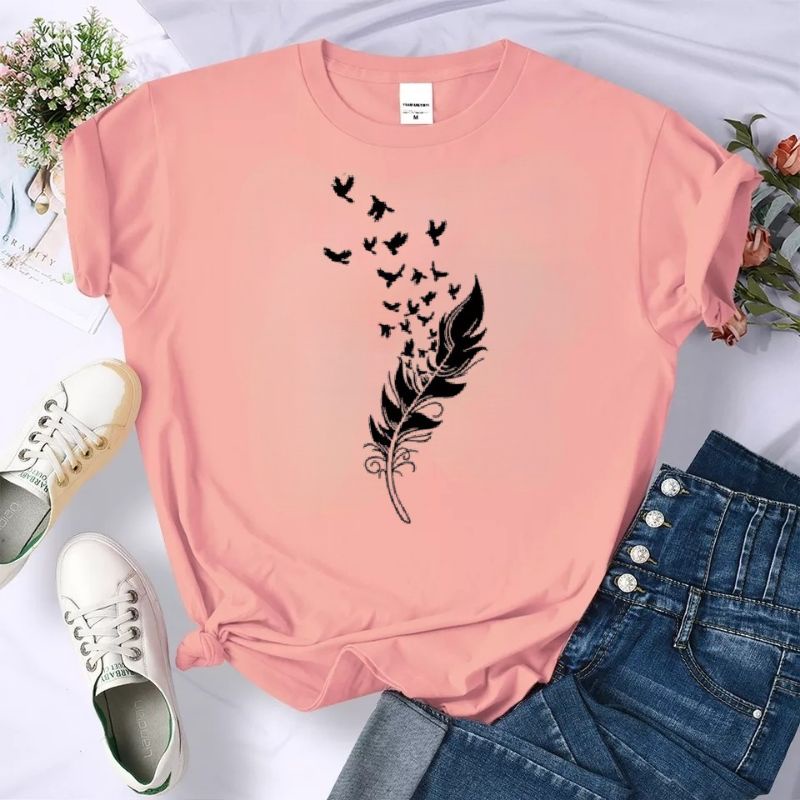 Kaos Wanita Baju Oblong Cewek Atasan Lengan Pendek Tshirt Oversize Bulu Cod