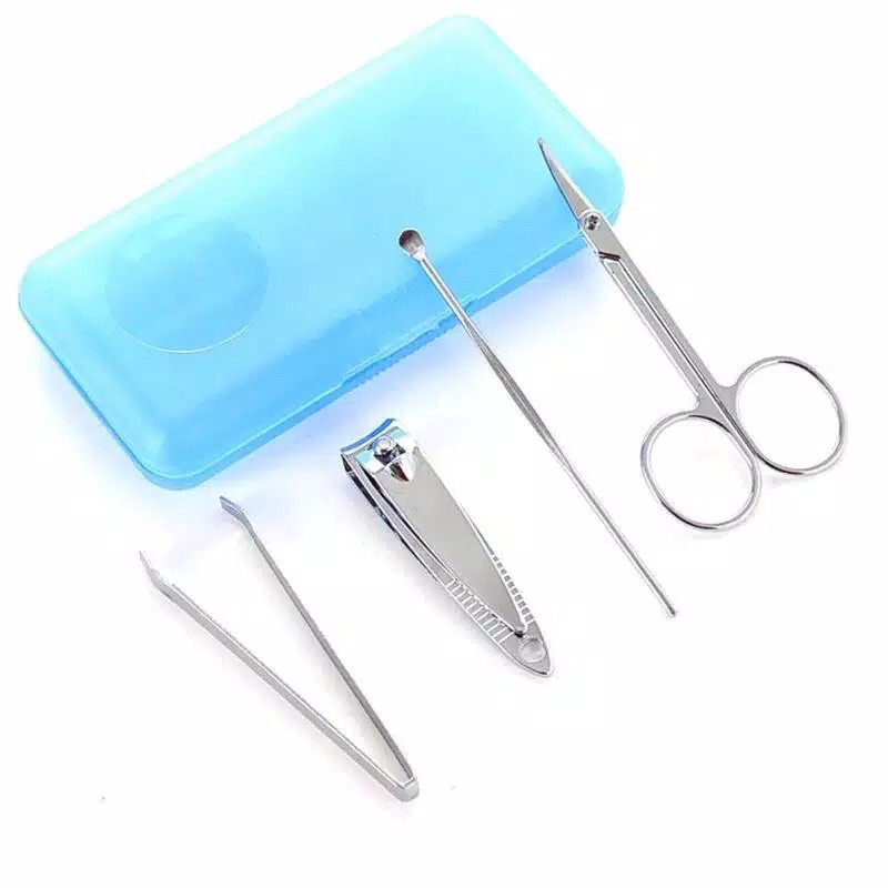 Manicure Set 4 in 1 Gunting Potong Kuku Pinset Cabut Bulu Alat Pengorek Korek Kuping Kotoran Telinga Gunting Alis Isi 4 Pedicure  Medicure Manikur Nail Clipper ACK30