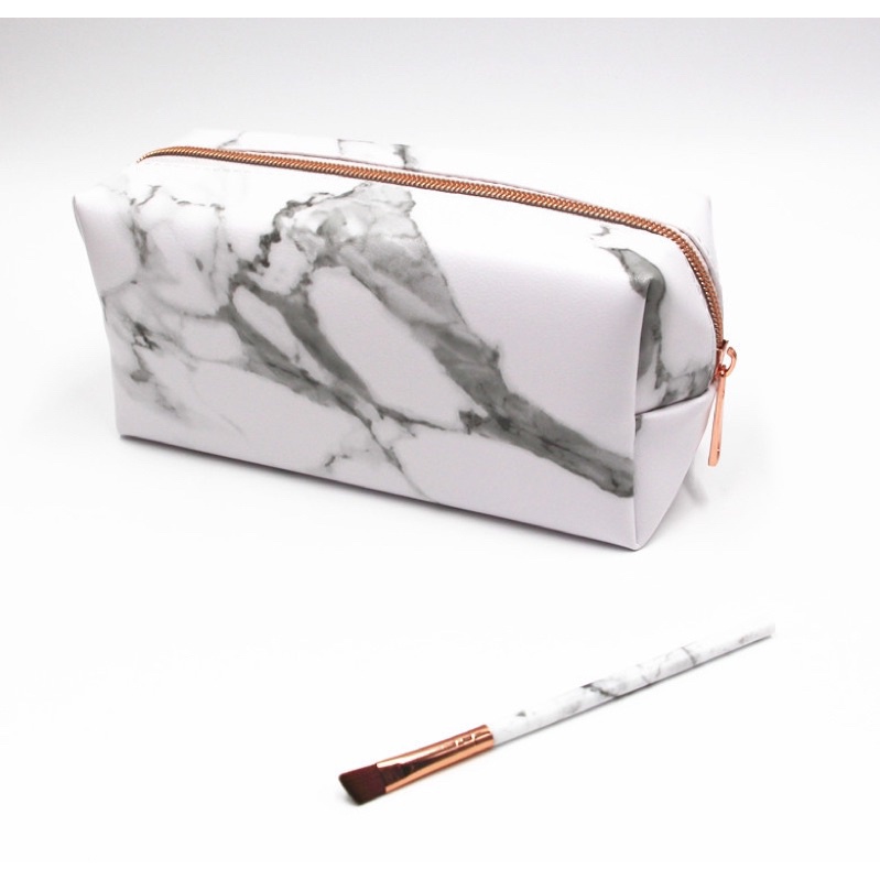 KOTAK PENSIL MOTIF MARBLE / MARBLE MAKE UP POUCH / TEMPAT SKINCARE KOSMETIK BESAR / POUCH MAKE UP MARBLE MOTIF LARGE / TAS KOSMETIK PERJALANAN WANITA TAHAN AIR / KOTAK PENSIL ESTETIK / TRAVELLING POUCH ORGANIZER