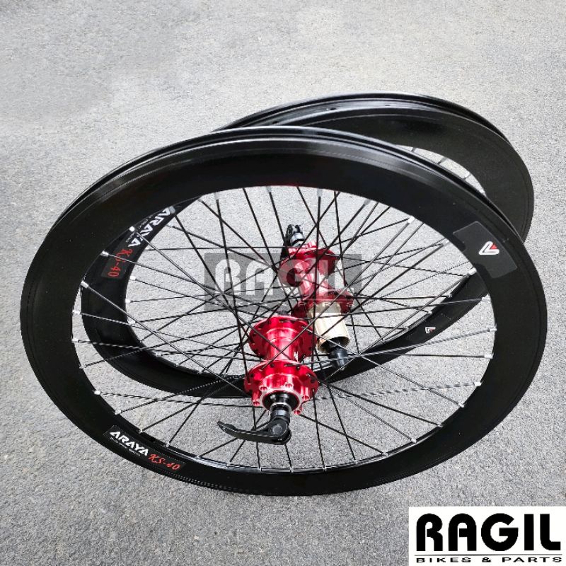 WHEELSET SEPEDA 20 PLUS ARAYA KS40 22 INCH 20 x 1 3/8 ETRTO 451 RIM RIMS VELG HUB FREEHUB SLUP CASSE