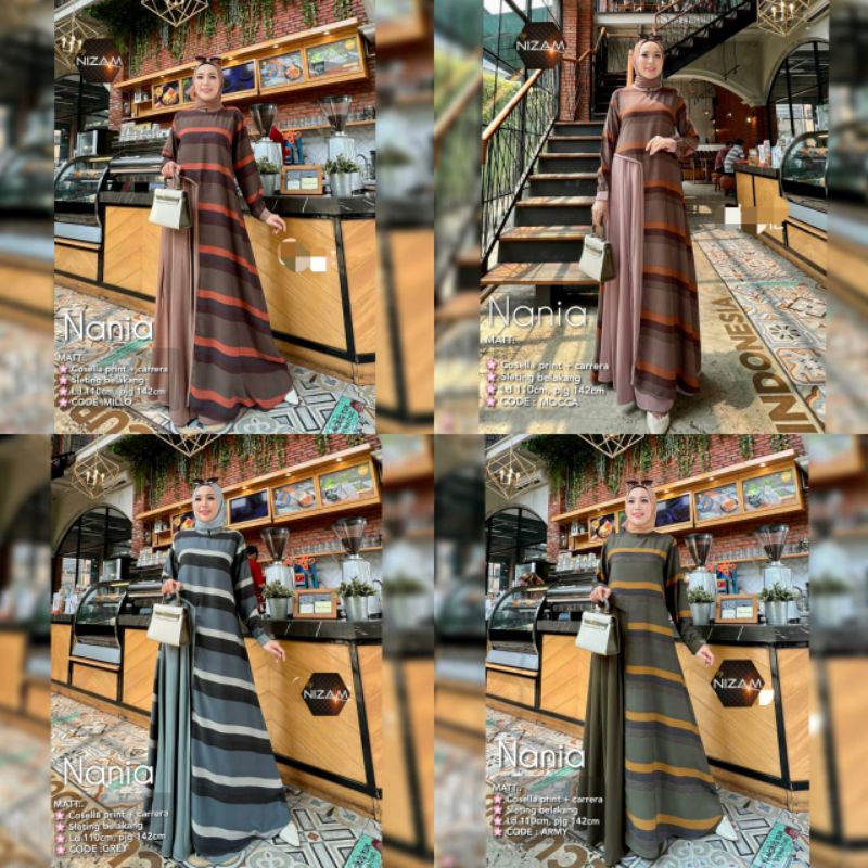 New Collection Nadia Dress berbahan Cosella Print+Carerra