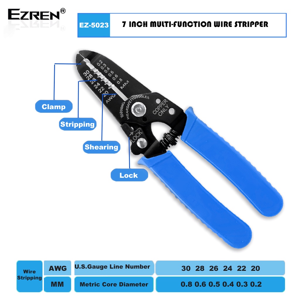 Ezren EZ-5023 Tang Kupas Potong Kabel Wire Stripper Cutter Pliers