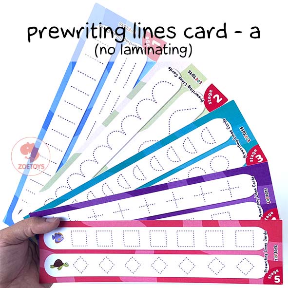 Zoetoys Prewriting Lines Card | Belajar Persiapan Anak Siap Menulis Reusable Laminasi | Latihan Writing Line Pattern Pola Garis Flash Card Wipe and Clean Kartu Aktivitas Belajar Menulis Tracing untuk PAUD | Mainan Edukasi Anak