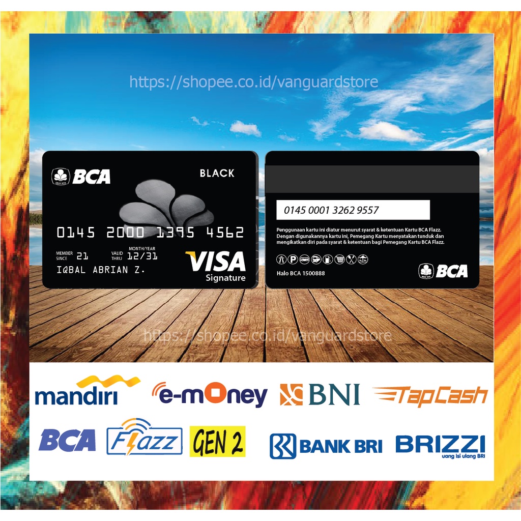 KARTU E MONEY E TOLL KARTU VISA BAC BLACK DEBIT CREDIT EMONEY MANDIRI FLAZZ BCA BNI TAPCASH BRIZZI BRI - 2 SISI