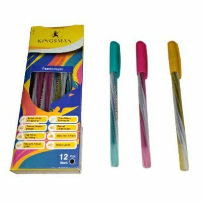Pulpen Bolpen Pen Pena Kingsman Rainbow Ulir Tinta Hitam lancar bagus