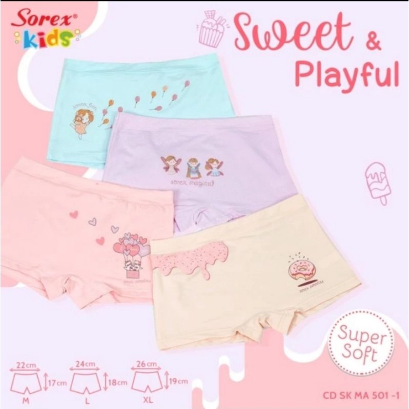 3 PCS CELANA DALAM ANAKSOREX KIDS MA 501- 1/CELANA DALAM ANAK CEWEK/CELANA DALAM ANAK PEREMPUAN/CANC