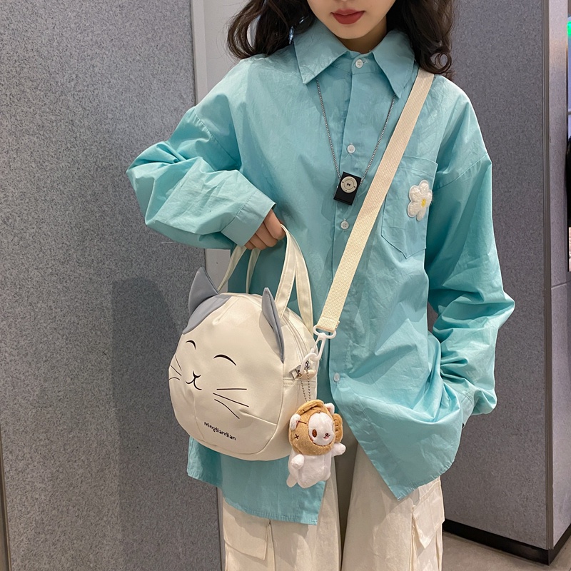 ㍿☂✢Sera lucu tas berkapasitas besar wanita 2022 baru tas besar all-match kasual mahasiswa kelas one-shoulder messenger bag