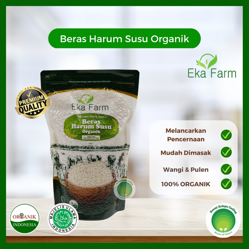 

Beras Harum Susu Organik EKA FARM Kemasan Vakum 1 kg