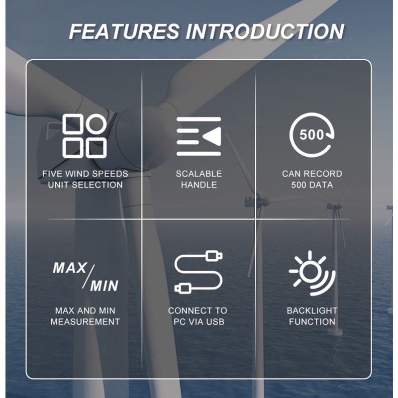 Wind Meter Tester Digital Anemometer Data Logger With Backlight Lcd Display Air Flow Velocity Meter Wind Speed Gauges