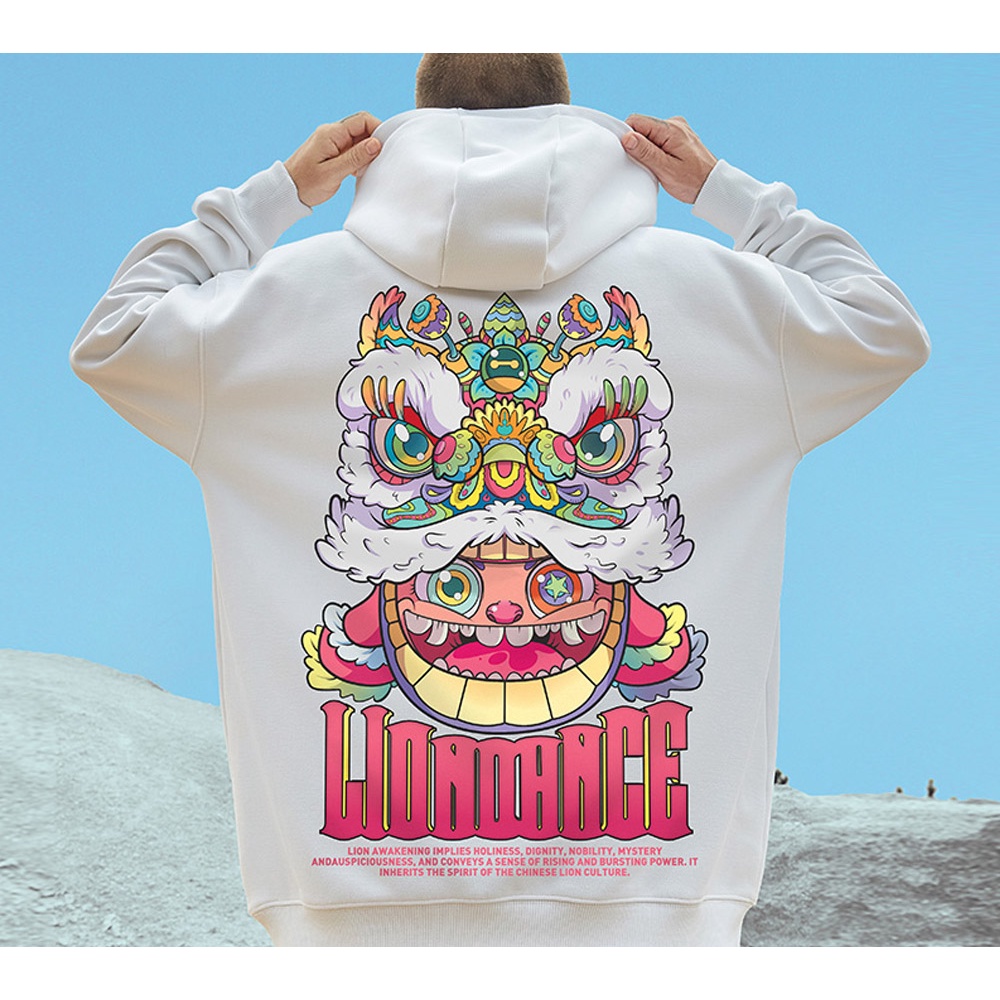 Sweater Hoodie LION DANCE V2 Jumper Pria Wanita Bahan Fleece Tebal Ukuran S M L XL XXL XXXL