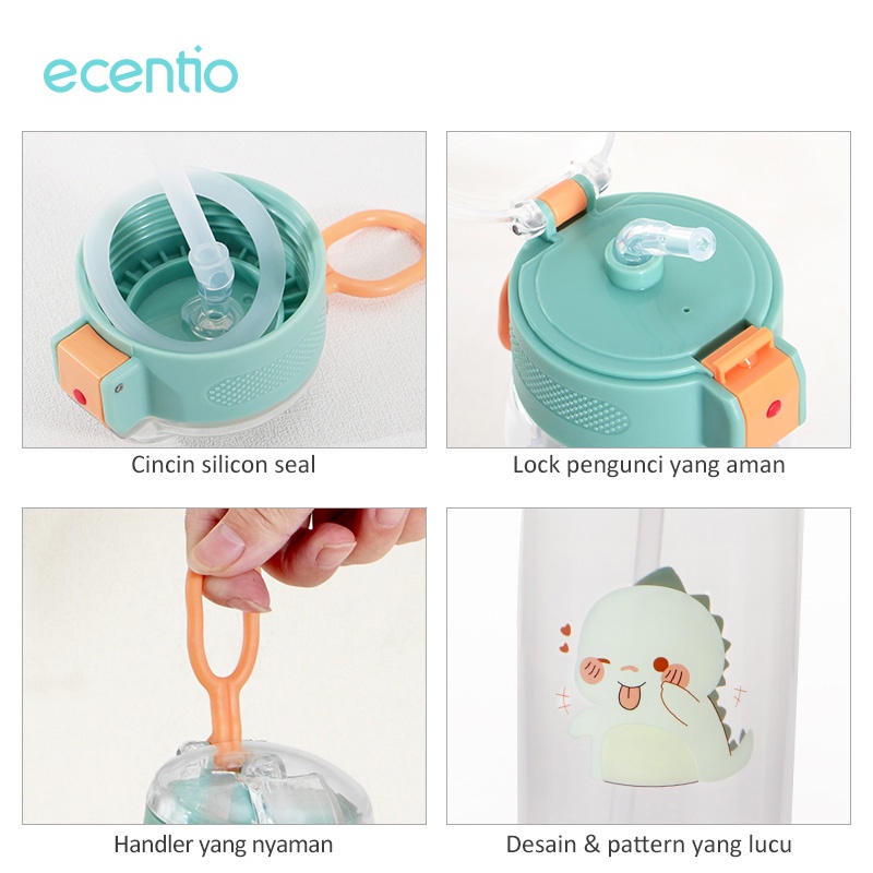 ecentio &amp; FOODI botol minum anak sekolah 500ml/botol minum 500ml hijau/pink/food grade/tumbler minum portable/bpa free