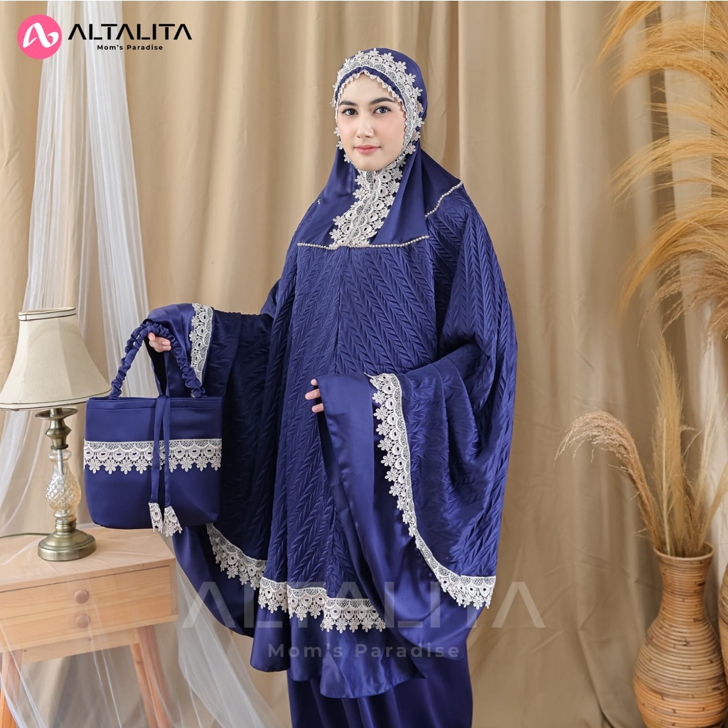 Altalita - Mukena Dewasa Premium Taleetha Sutra Velvet Polos Renda Mewah Jumbo Adem Lembut Tebal