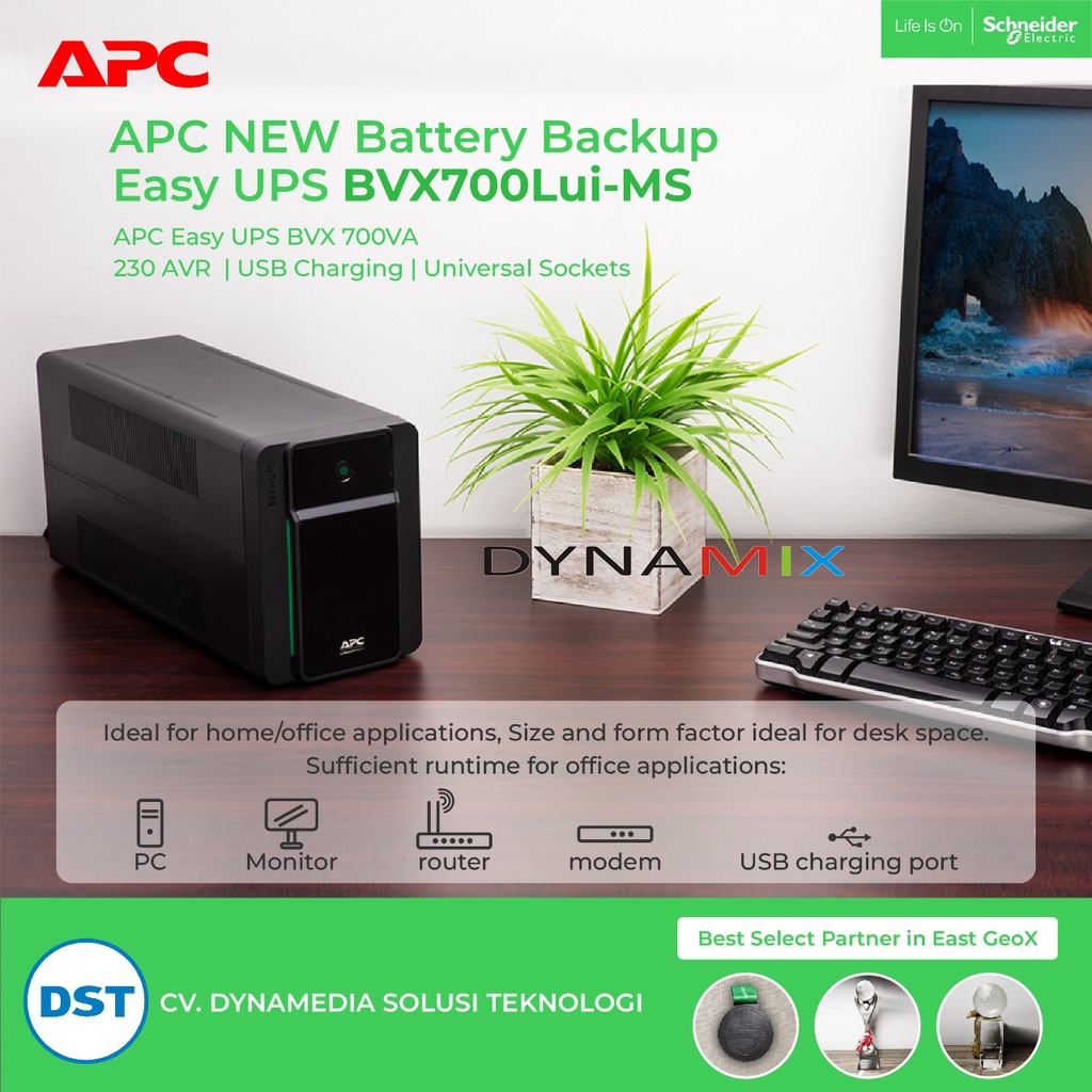 UPS APC BVX700LUI-MS BVX700LUIMS Easy UPS 360W with USB Charging Port GARANSI RESMI