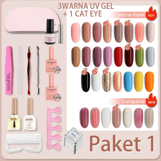 Paket Nail Art UV Gel Set Lengkap Kutek Lampu UV Manicure Pedicure
