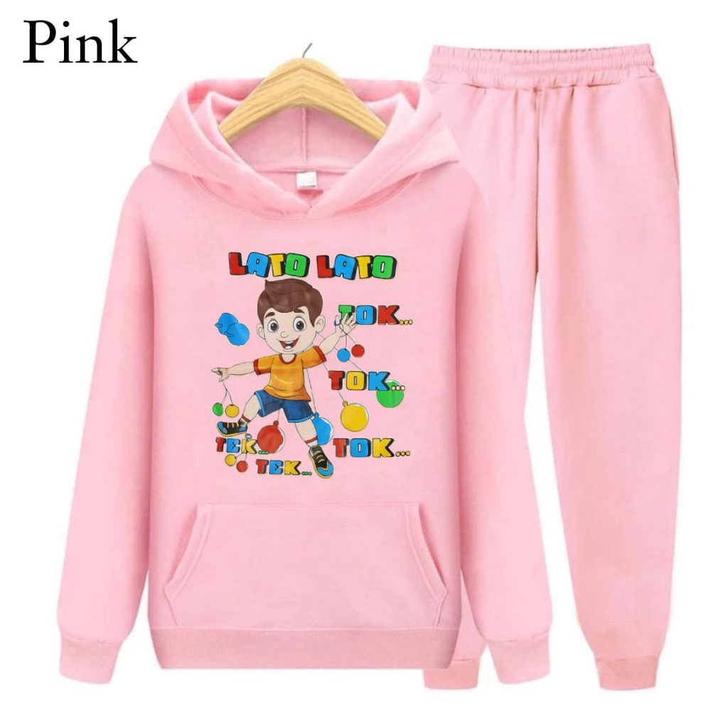 hzl_outfit Setelan Hoodie Sweater Anak Lato Lato Tok Tok/Anak Laki Laki dan Perempuan