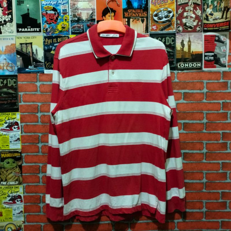 rugby shirt stripe / polo lengan panjang