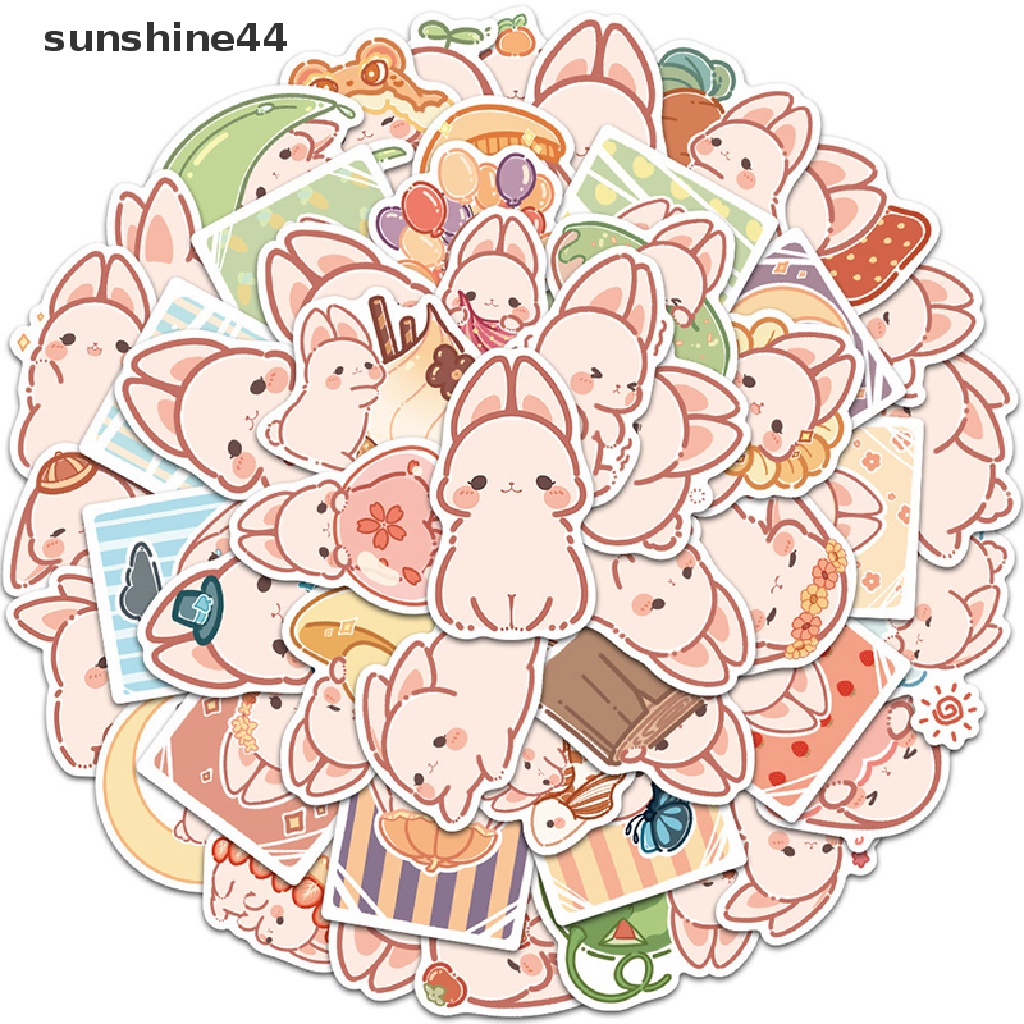 Sunshine 50pcs Stiker Kartun Kelinci Lucu Jepang Luggage Guitar Decorative Sticker.