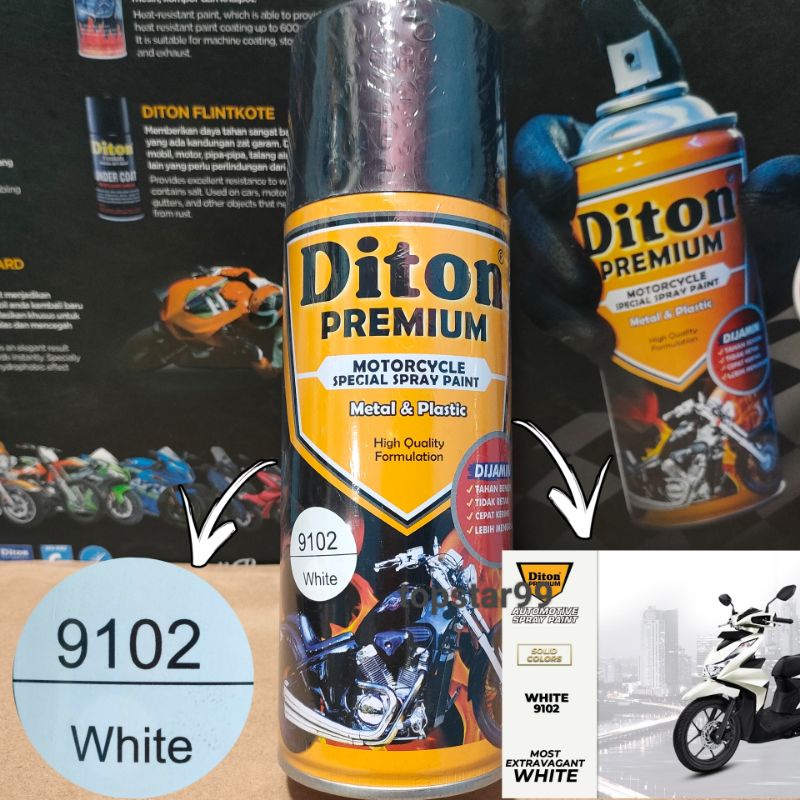 Pilok Cat DITON Premium 400cc Putih /White (9102)Tahan Bensin.Cepat Kering.Cat Semprot Pylok