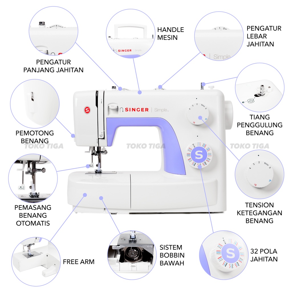 Mesin Jahit Singer 3232 SIMPLE (Portable Multifungsi)