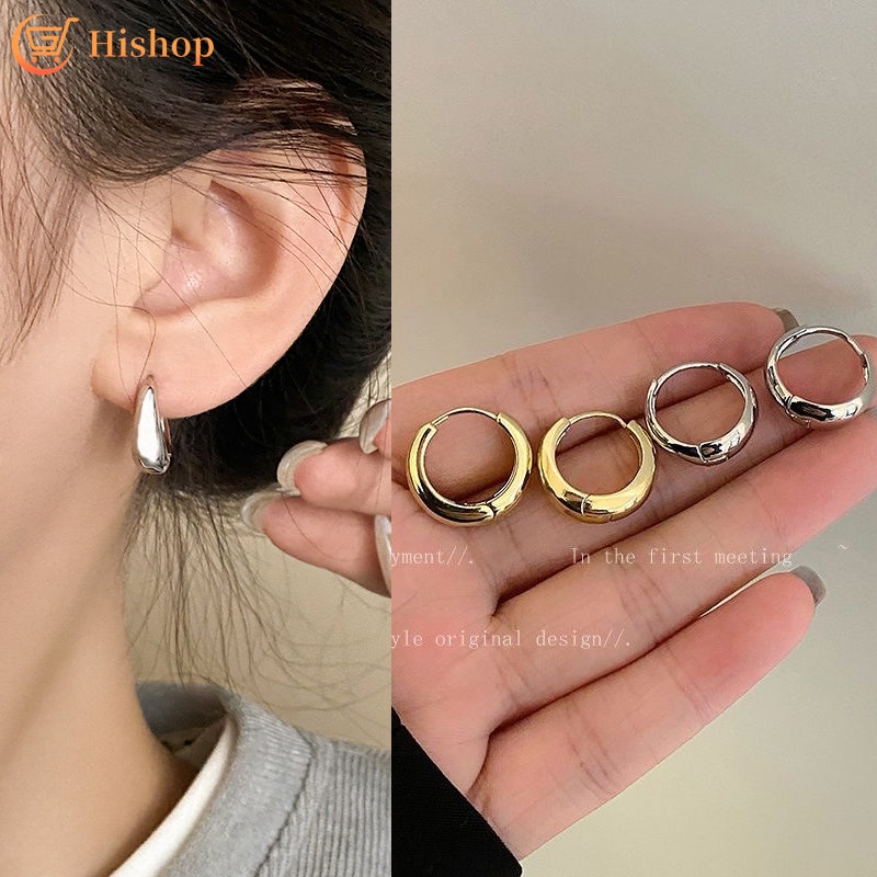 Anting Hoop Retro Emas Perak Anting Kecil Hypoallergenic Earings Untuk Perhiasan Aksesoris Wanita