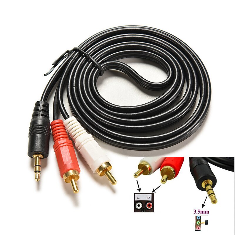 Kabel RCA 2 ke 1 Jack Audio 3.5mm RCA 2 ke 1 5 Meter