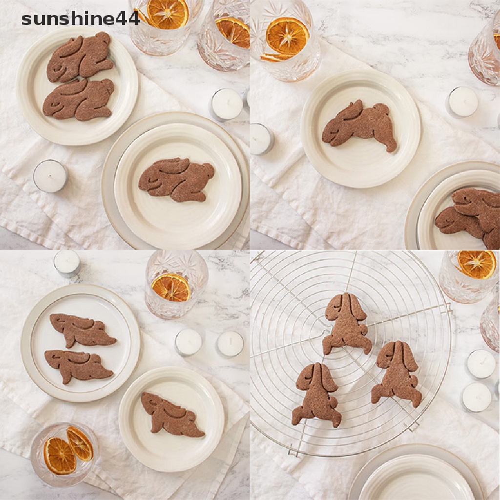 Sunshine1/4pcs Cute Bunny Cookie Cutters DIY Biskuit Cetakan Dapur Baking Aksesoris.