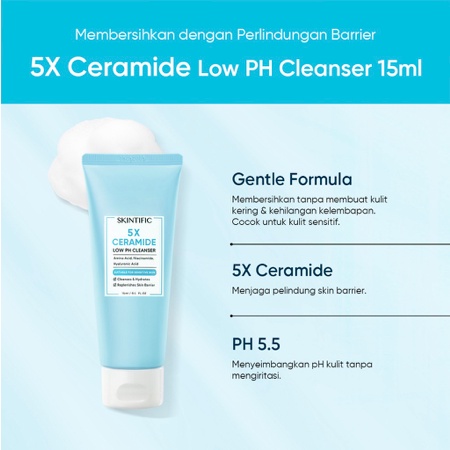 SKINTIFIC 5X Ceramide Travel Kit | Skincare Paket Moisturizer + Cleanser + Soothing toner + Serum Sunscreen