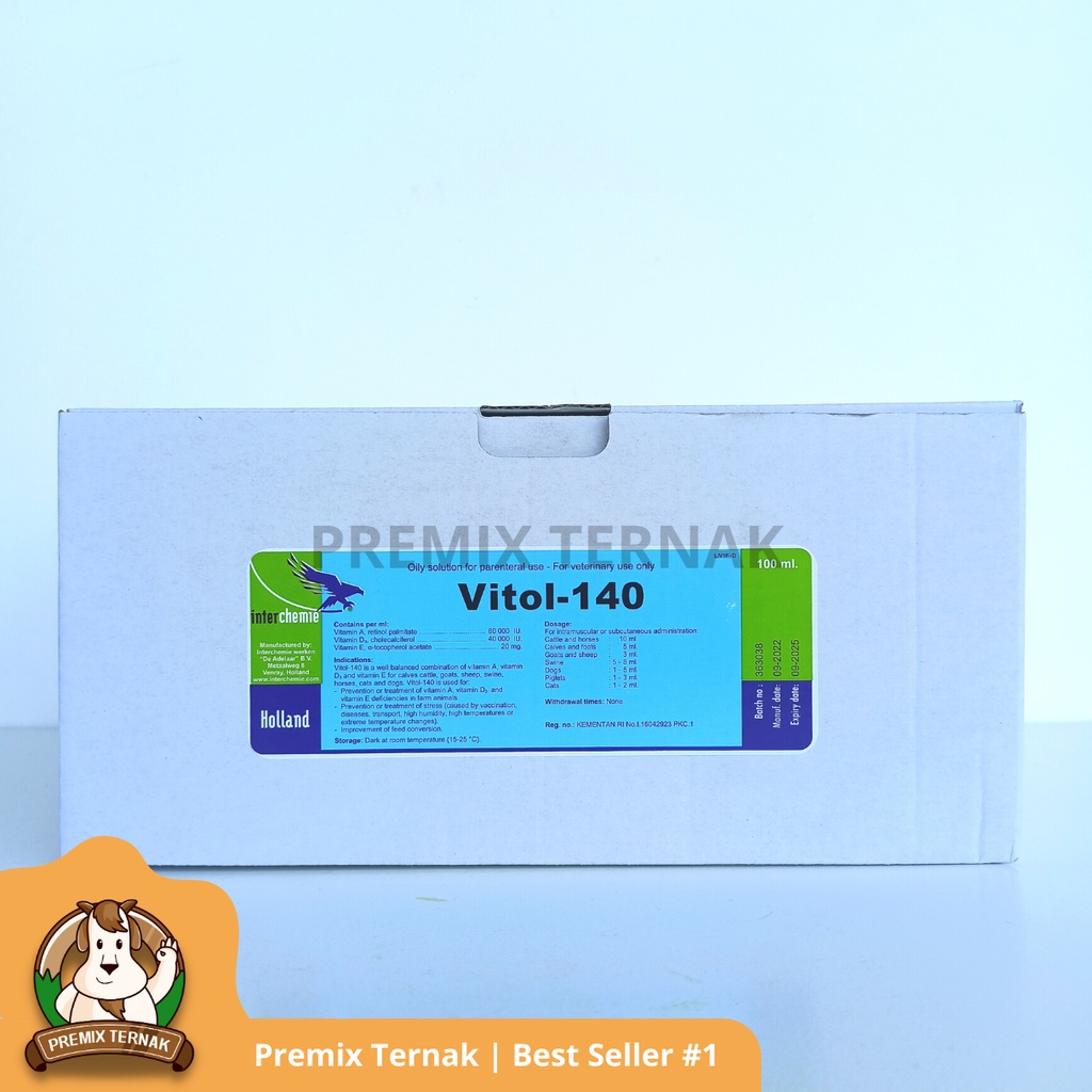 VITOL 140 100 ml - Vitamin ADE Perbaiki Kondisi dan Produktivitas Hewan - TMC - Premix Ternak