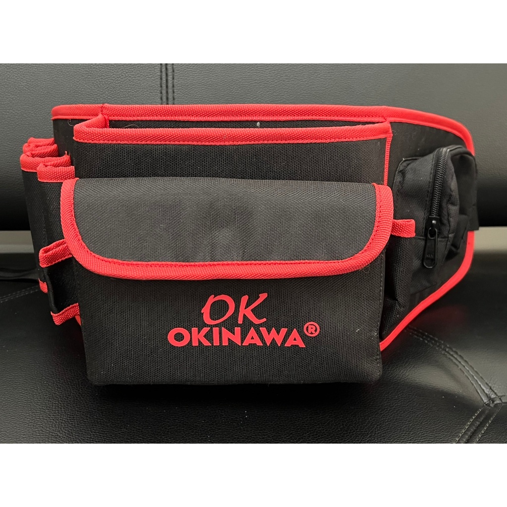 Tas Pinggang Perkakas Tool Waist Bag - Hitam List Merah