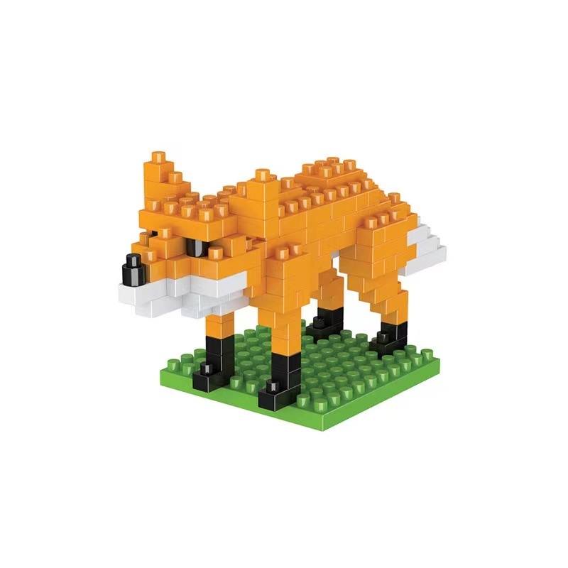 Mainan Blok Bangunan Rakitan DIY Partikel Kecil DIY Fox Gorilla Giraffe Crocodile Raccoon Snake Small Particle Building