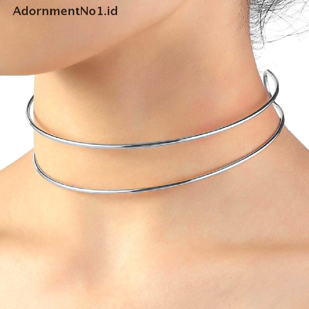 [AdornmentNo1] Kalung Choker Torsi Gaya Punk Sederhana Untuk Wanita Double Metal Line Chokers Dorado Collar Jewelry Gift [ID]