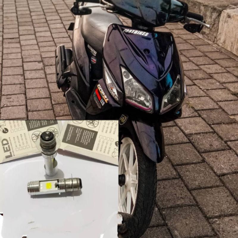 BOHLAM LAMPU DEPAN LED H6 2 SISI AC/DC NYALA PUTIH MOTOR VARIO 110 KARBU/BEBEK/DAN MATIK LAIN NYA